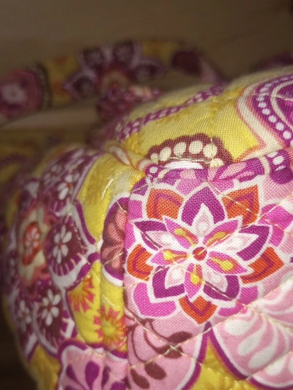 Vera Bradley Diaper Bag Quilted Yellow & Pink Floral With Matching Wallet
